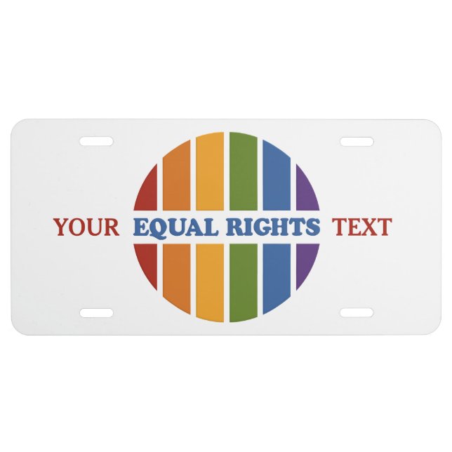 Equal Rights custom license plates (Front)