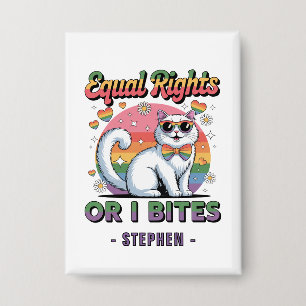 Equal Rights – Funny Cute White Cat LGBTQ Pride Button