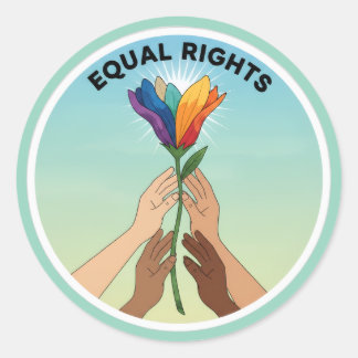 Equal Rights Rainbow Flower – Diversity and Unity Classic Round Sticker