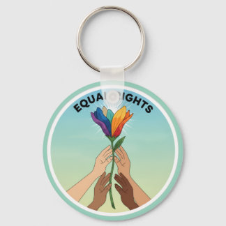 Equal Rights Rainbow Flower – Diversity and Unity Keychain