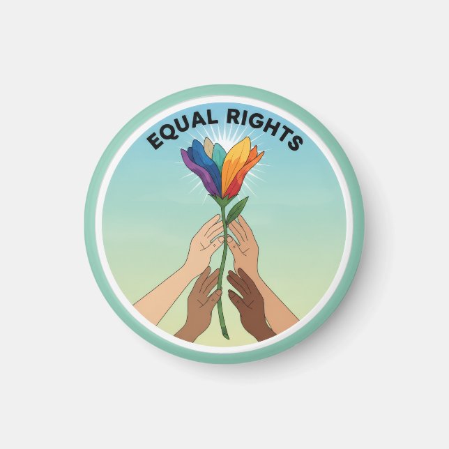 Equal Rights Rainbow Flower – Diversity and Unity Magnet (Front)