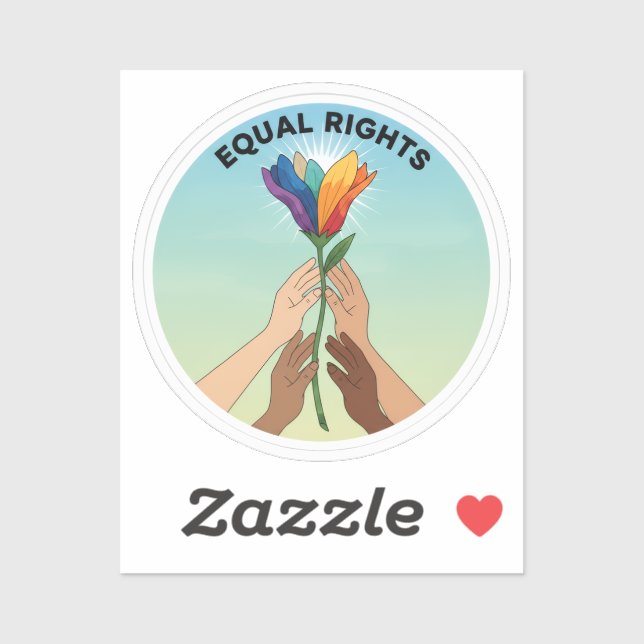 Equal Rights Rainbow Flower – Diversity and Unity Sticker (Sheet)