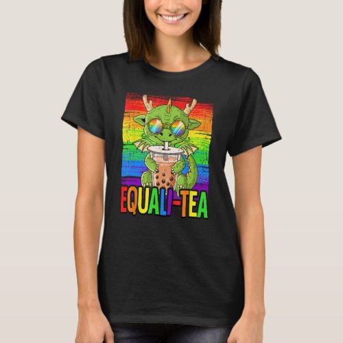 Equali Tea Bubble Tea Boba Tea LBGT Gay Pride Rain T_Shirt