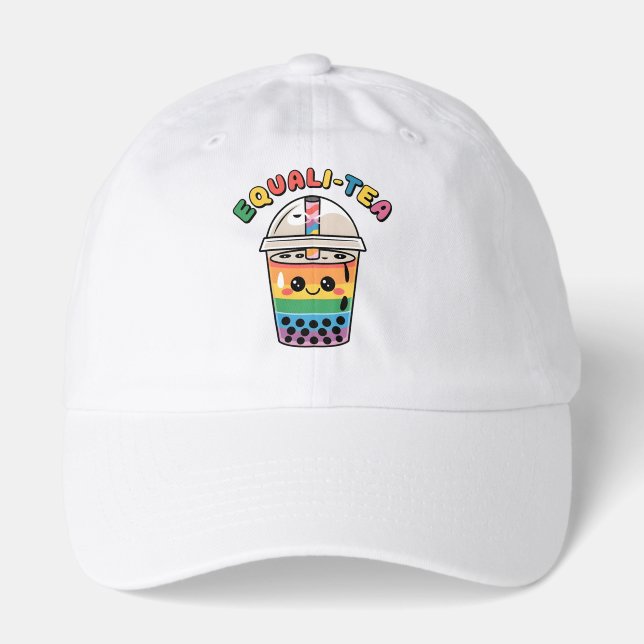 Equali-Tea Funny LGBTQ Bubble Tea Pride Month Hat (Front)
