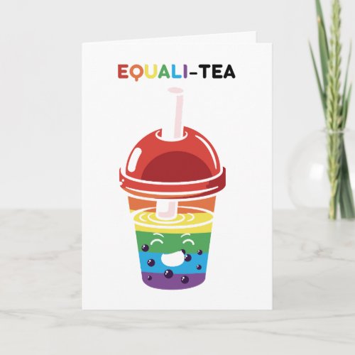 Equalitea LGBTQ pride rainbow flag boba bubble tea Card
