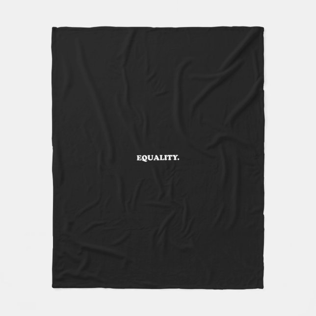 Equality black and white minimalist modern fleece blanket (Front)
