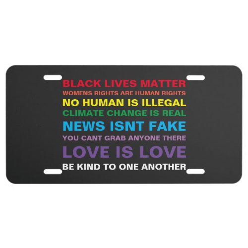 equality  black lives matter pride license plate