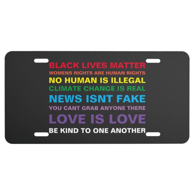 equality  black lives matter pride license plate (Front)