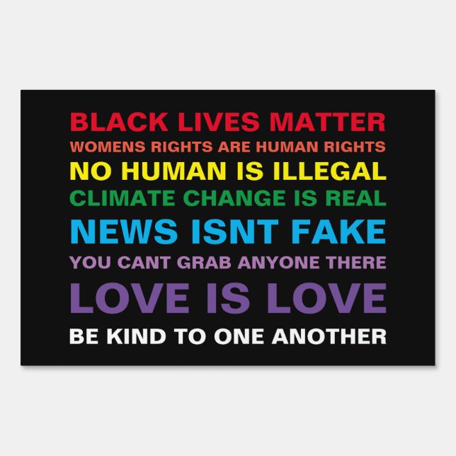 equality  black lives matter pride yard sign (Front)