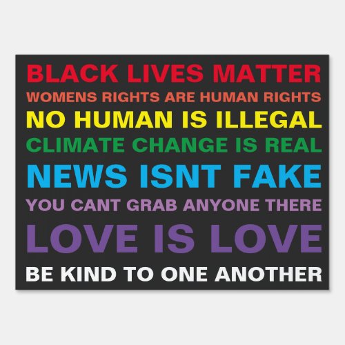 equality  black lives matter pride yard sign 18x24