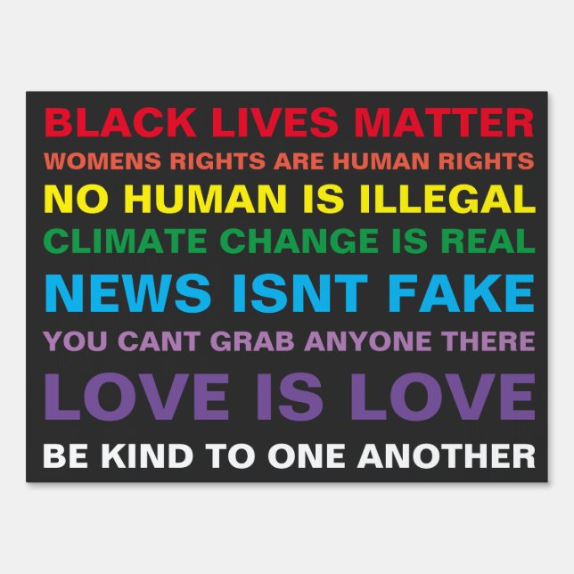 equality  black lives matter pride yard sign 18x24 (Front)