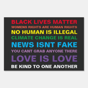 equality black lives matter pride yard sign 24x36