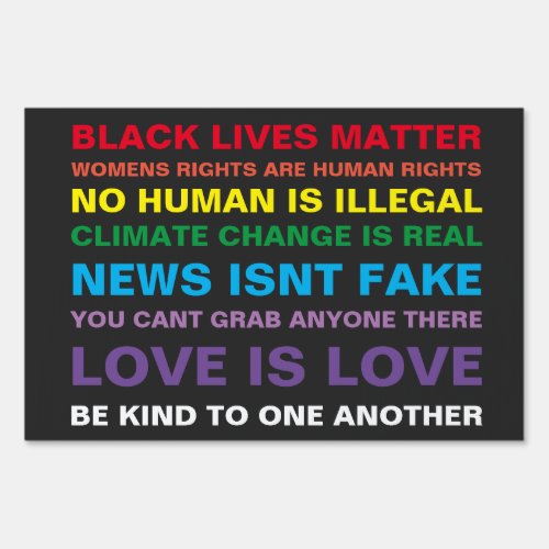 equality black lives matter pride yard sign 24x36