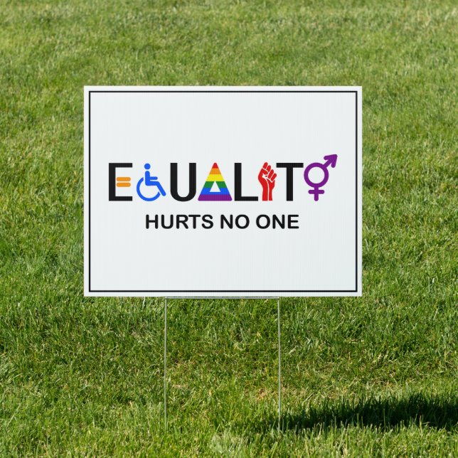 Equality Hurts No One Human Rights Protest LGBT Sign (Insitu)