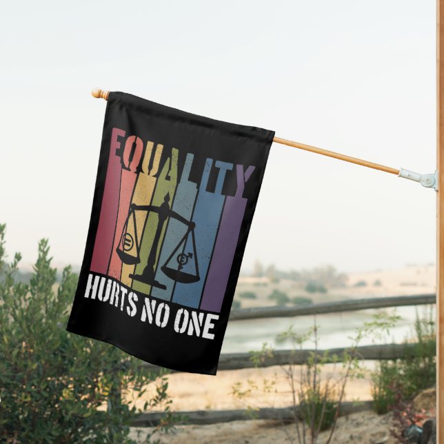 Equality Hurts No One Patriotic LGBTQ Pride Rights House Flag (Insitu (Back))