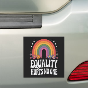 Equality Hurts No One Rainbow Equal Rights Groovy Car Magnet