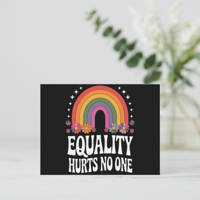 Equality Hurts No One Rainbow Equal Rights Groovy Postcard (Standing Front)