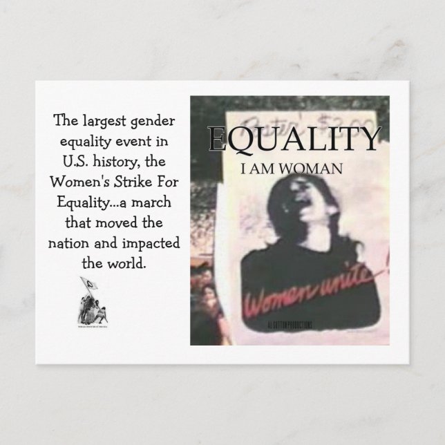 EQUALITY, I AM WOMAN ANNOUNCEMENT POSTCARD (Front)