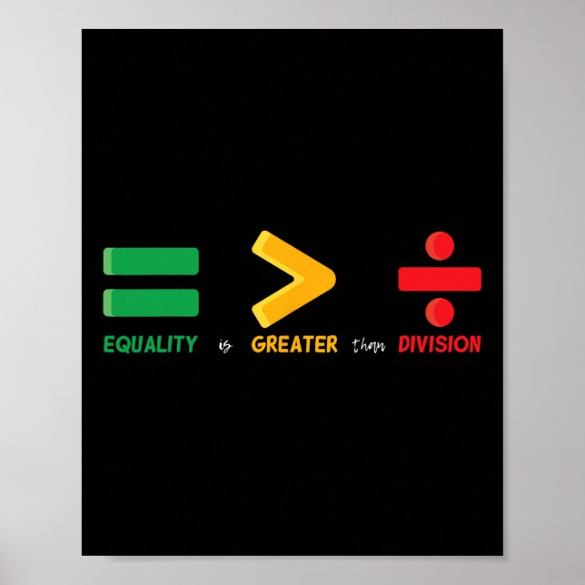 Equality Is Greater Than Division Math Black Histo Poster (Front)