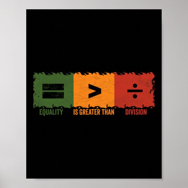 Equality Is Greater Than Division Math Black Histo Poster (Front)