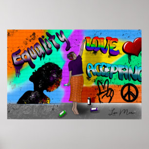 Equality, Love and Acceptance Hand Drawn Art Poster