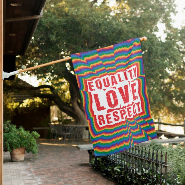 Equality Love and Respect Pride Month House Flag (In SItu)