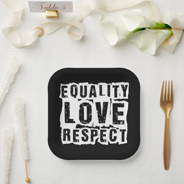 Equality Love and Respect Pride Month Paper Plates (Wedding)