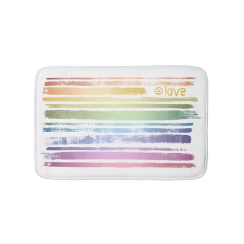 Equality Love Rainbow Brush Strokes LGBTQ ID656 Bath Mat