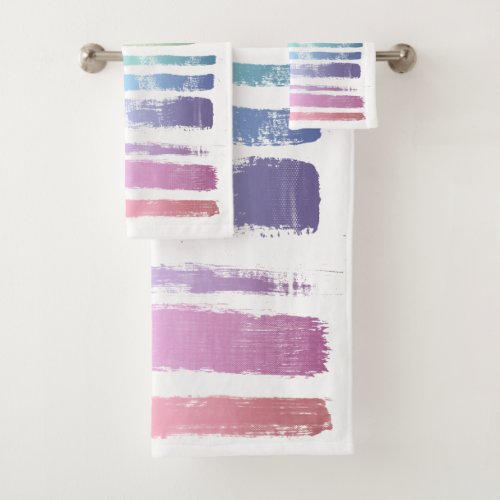 Equality Love Rainbow Brush Strokes LGBTQ ID656 Bath Towel Set