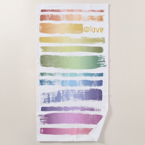 Equality Love Rainbow Brush Strokes LGBTQ ID656 Beach Towel