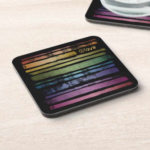 Equality Love Rainbow Brush Strokes LGBTQ ID656 Beverage Coaster