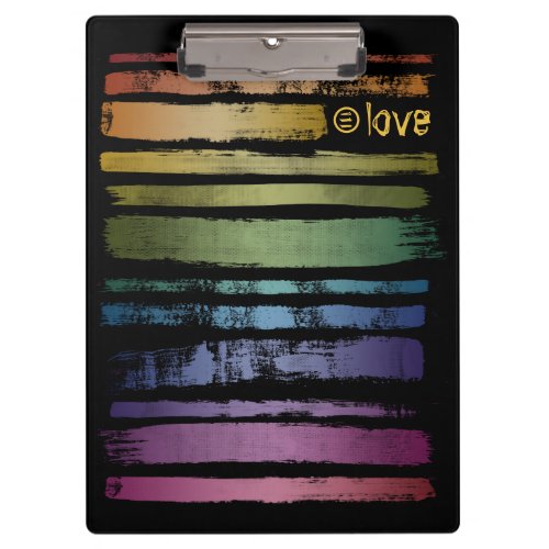 Equality Love Rainbow Brush Strokes LGBTQ ID656 Clipboard