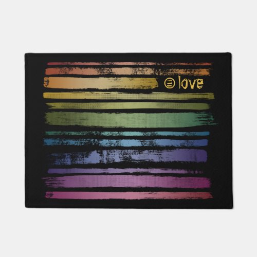 Equality Love Rainbow Brush Strokes LGBTQ ID656 Doormat