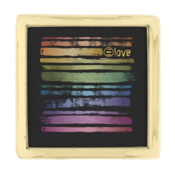 Equality Love Rainbow Brush Strokes Lgbtq Id656 Gold Finish Lapel Pin by arrayforaccessories at Zazzle