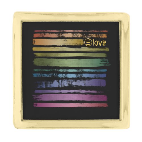 Equality Love Rainbow Brush Strokes LGBTQ ID656 Gold Finish Lapel Pin