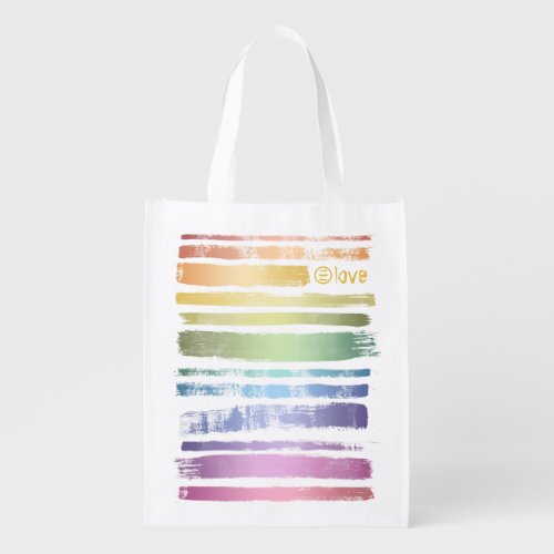 Equality Love Rainbow Brush Strokes LGBTQ ID656 Grocery Bag
