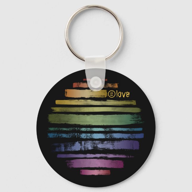 Equality Love Rainbow Brush Strokes LGBTQ ID656 Keychain (Front)