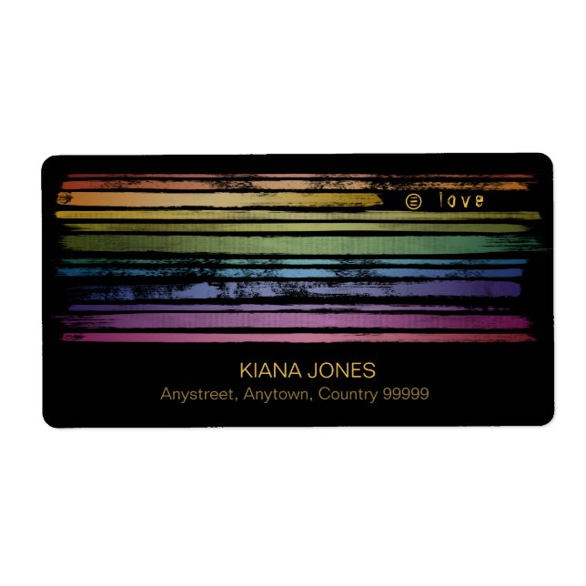 Equality Love Rainbow Brush Strokes LGBTQ ID656 Label (Front)