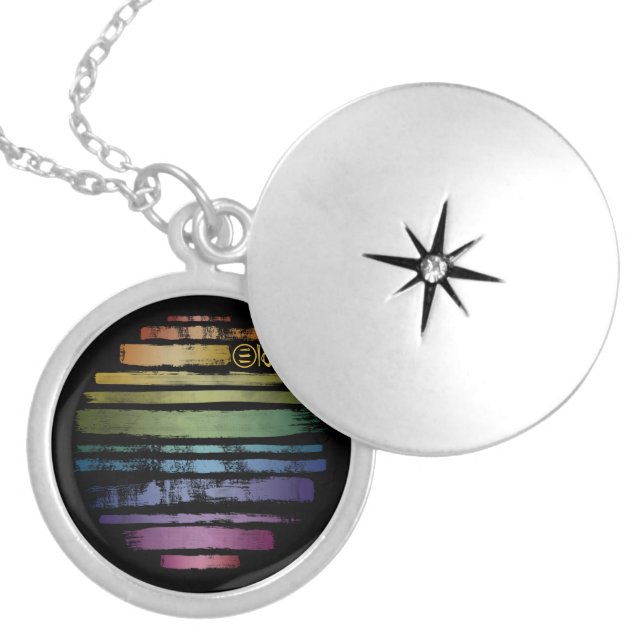 Equality Love Rainbow Brush Strokes LGBTQ ID656 Locket Necklace (Front)