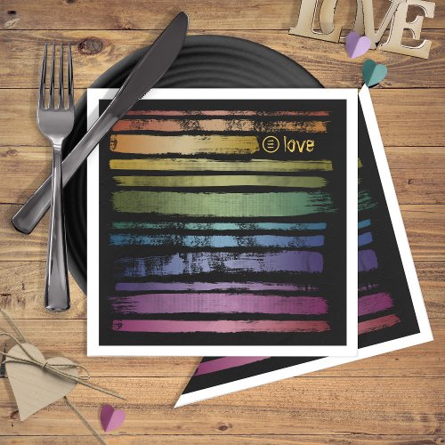 Equality Love Rainbow Brush Strokes LGBTQ ID656 Napkins