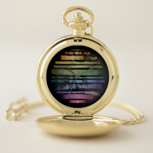 Equality Love Rainbow Brush Strokes LGBTQ ID656 Pocket Watch