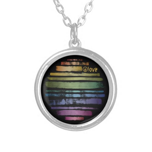 Equality Love Rainbow Brush Strokes LGBTQ ID656 Silver Plated Necklace