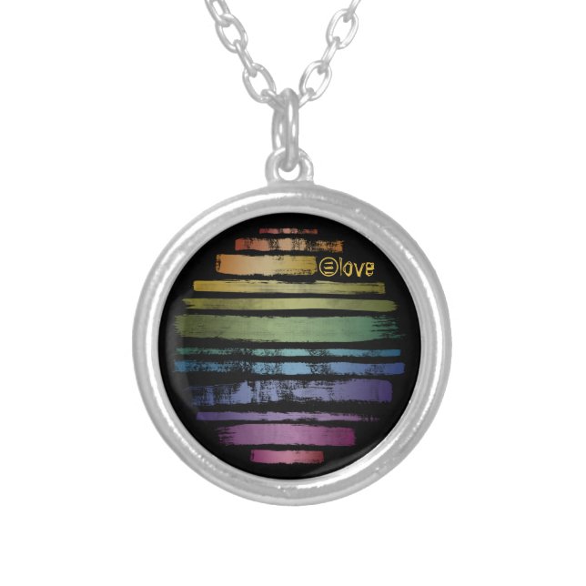 Equality Love Rainbow Brush Strokes LGBTQ ID656 Silver Plated Necklace (Front)