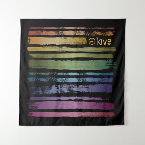 Equality Love Rainbow Brush Strokes LGBTQ ID656 Tapestry