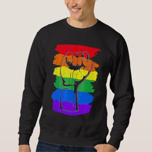 Equality Queer Pride Month Lgbt Pride Fist Rainbow Sweatshirt