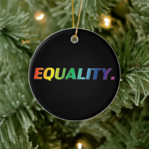 Equality rainbow colors gay queer pride Christmas Ceramic Ornament