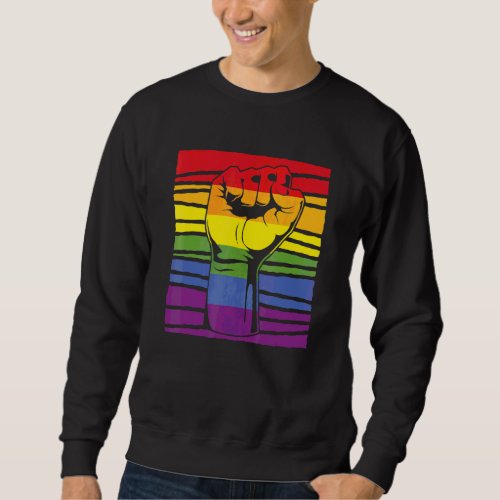 Equality Rainbow Flag Lgbtq Pride Fist Pride Month Sweatshirt