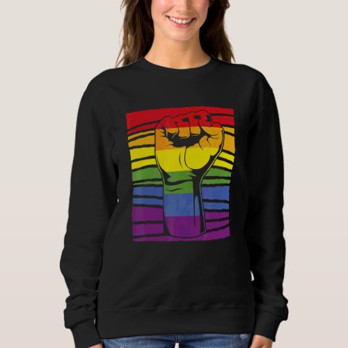 Equality Rainbow Flag Lgbtq Pride Fist Pride Month Sweatshirt