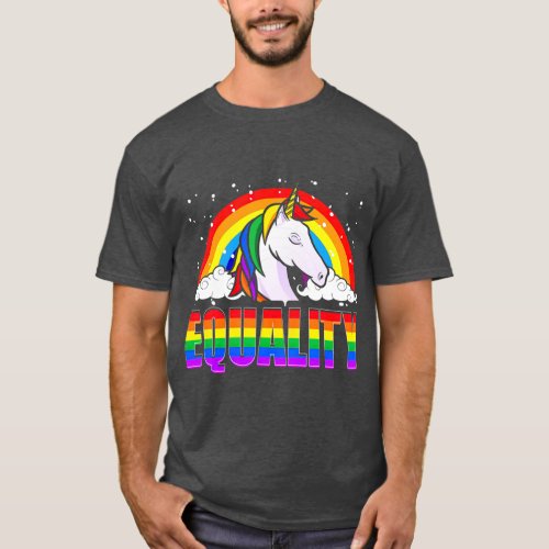 Equality Unicorn Rainbow Flag  LGBQ Gay Pride T_Shirt