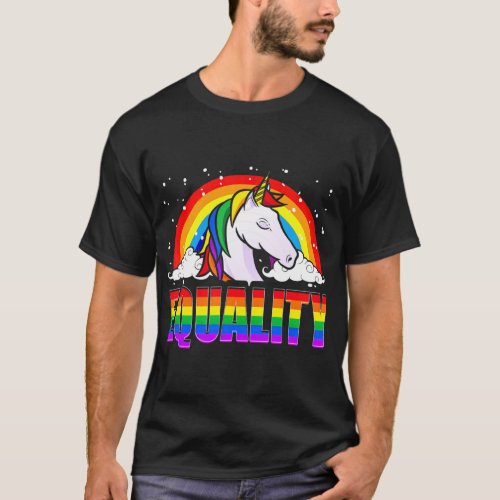 Equality Unicorn Rainbow Flag  LGBTQ Gay Pride T T_Shirt